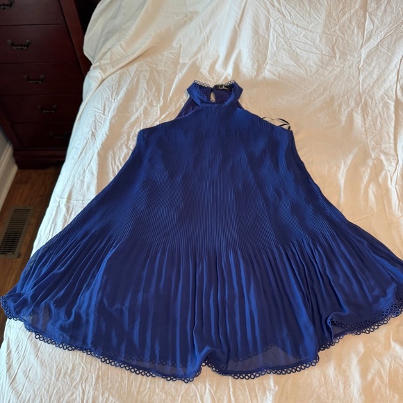 Lulus Elegant cobalt Blue Pleated Halter Dress size Small - Picture 8 of 12